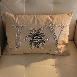 Joy Christmas Pillow by Devi Designs
